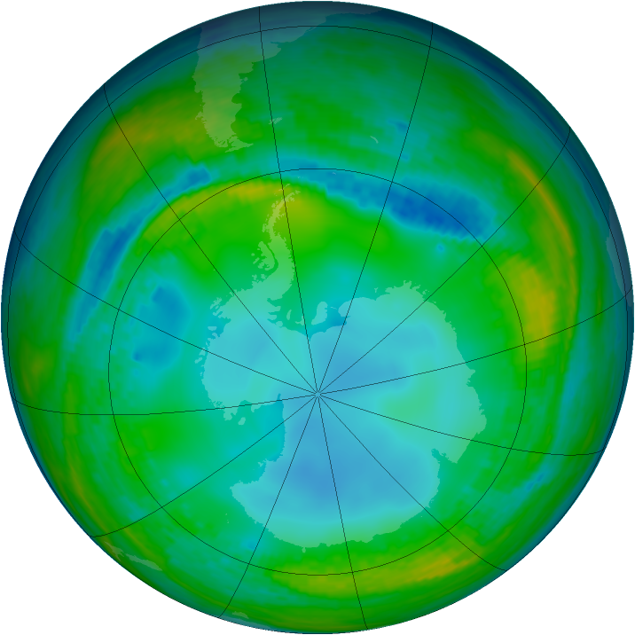 Antarctic ozone map for 23 July 2004